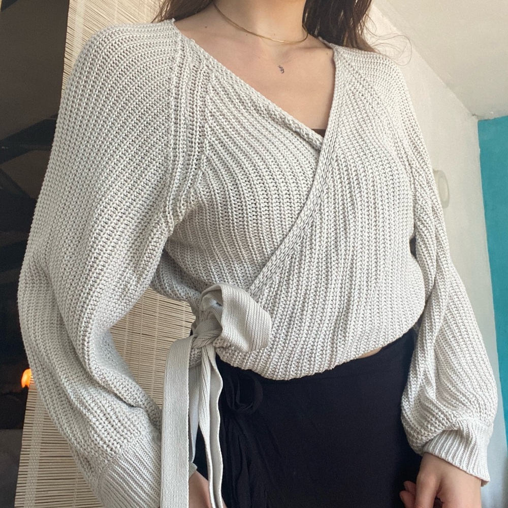 Cream Wrap Sweater